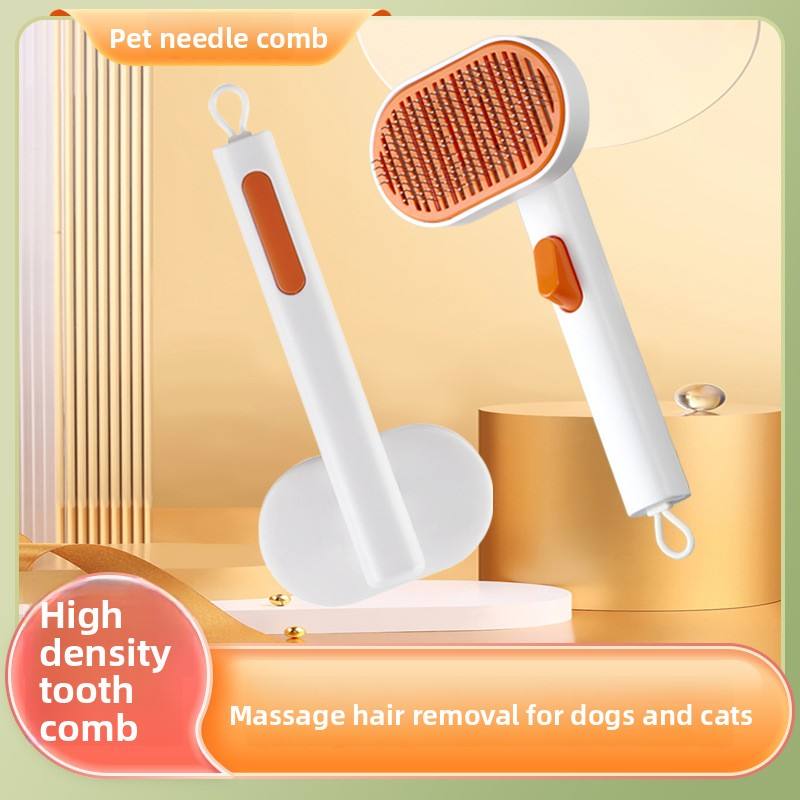 Elite Pets Self-Cleaning Slicker Brush — One-Click Deshedding Comb for Dogs & Cats
