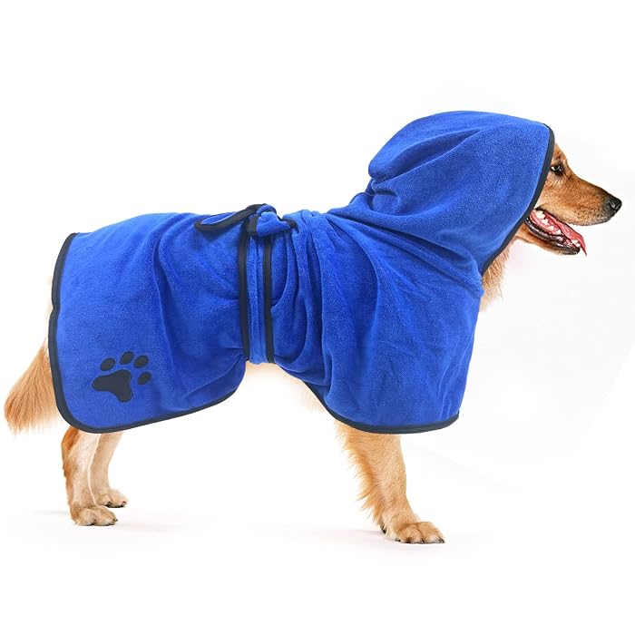 Elite Pets Microfiber Dog Drying Coat — Quick-Dry Bathrobe Wrap for Dogs