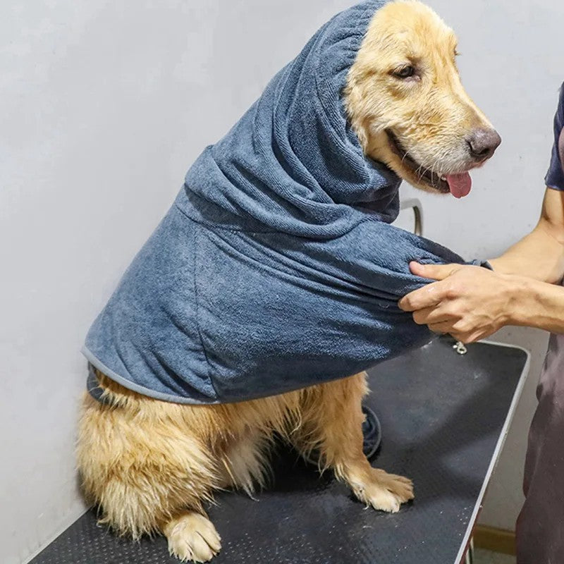 Elite Pets Microfiber Dog Drying Coat — Quick-Dry Bathrobe Wrap for Dogs