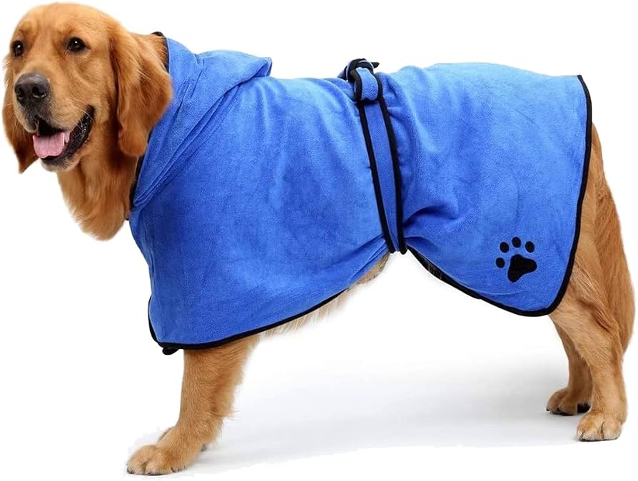 Elite Pets Microfiber Dog Drying Coat — Quick-Dry Bathrobe Wrap for Dogs