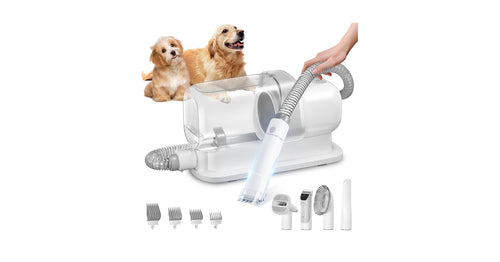 Elite Pets 5-in-1 Pet Grooming Vacuum Kit — Low-Noise Deshedding Brush & Clipper with Suction