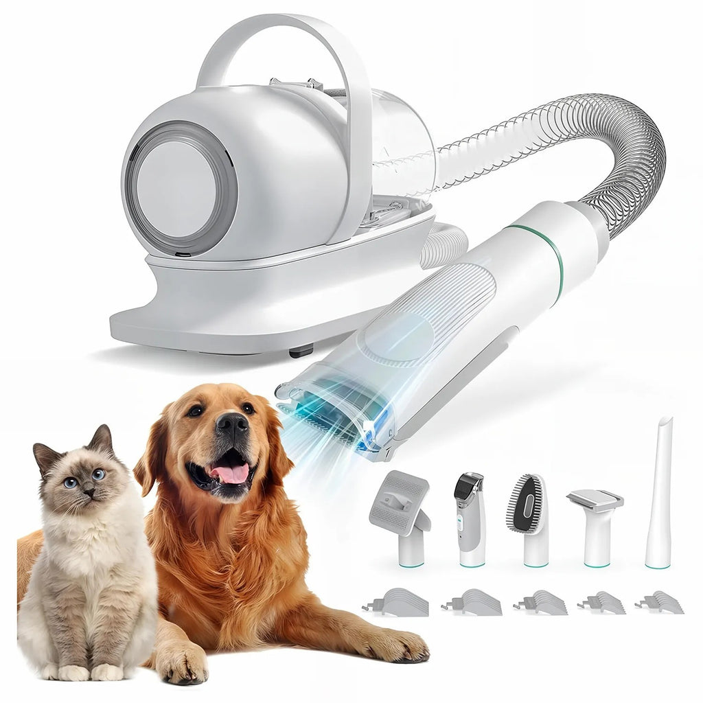 Elite Pets 5-in-1 Pet Grooming Vacuum Kit — Low-Noise Deshedding Brush & Clipper with Suction